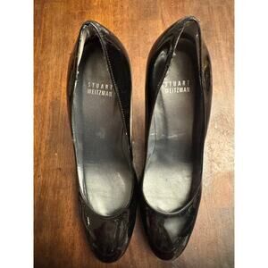 Stuart Weitzman Platswoon black patent leather platform high pumps women's 9.5